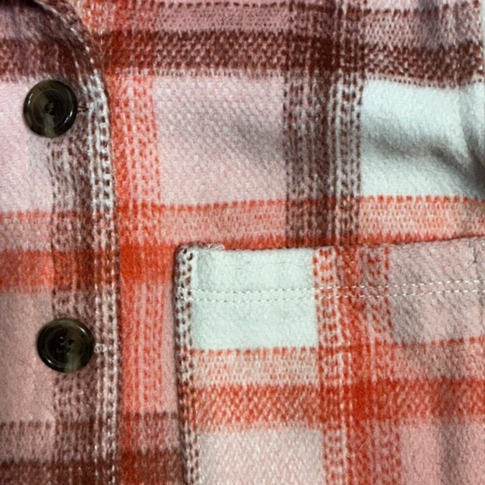 Old Navy Shacket Plaid Jacket Button Up Lined Pink Orange Girls 12-18 Months - Picture 4 of 16